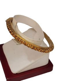 VINTAGE HEAVY DESIGNER RHINESTONE 1 STRAND OVAL BRACELET