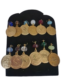 VINTAGE SAMPLE BOARDS OF 12 ZODIAC CHARMS WITH GLASS BEADS
