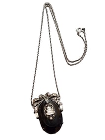 VINTAGE STERLING & GLASS MOLDED ART DECO PENDANT NECKLACE