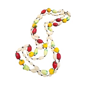 STUNNING VINTAGE GLASS AND ACRYLIC 60" SUGARED FRUIT SALAD NECKLACE (A4550)