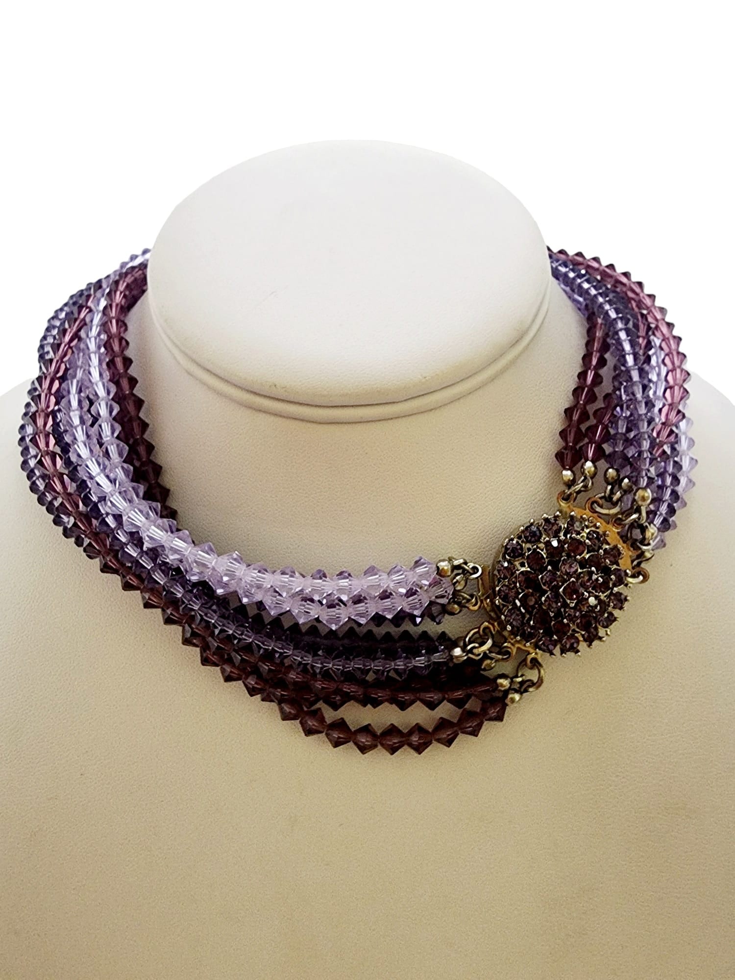 STUNNING 2 TONE CRYSTAL MULTI STRAND NECKLACE WITH RHINESTONE CLASP (1 of 5)
