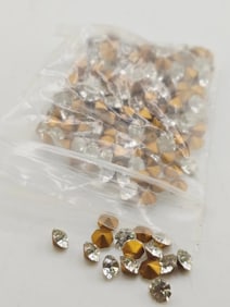 NOS POINTED FOIL BLACK RHINESTONES APPROXIMATELY 215 PCS PER BAG