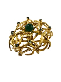 VINTAGE MCM STYLE RAISED WIRED RHINESTONE AND GLASS BROOCH