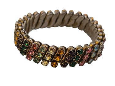VINTAGE MULTICOLOR RHINESTONE EXPANDABLE STRETCH BRACELET