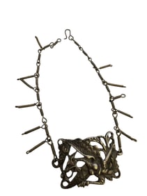 ANTIQUE UNIQUE GARGOYLE SILVERTONE PANEL BRACELET