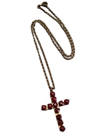 VINTAGE BEAUTIFUL PROBABLY CZECH RHINESTONE CROSS PENDANT NECKLACE