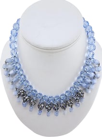 VINTAGE STUNNING CRYSTAL & ATLAS GLASS RHINESTONE BIB NECKLACE