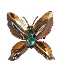 VINTAGE PINKISH GOLD TONE BUTTERFLY BROOCH