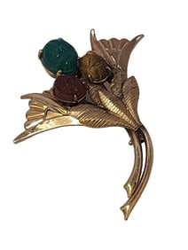 VINTAGE SIGNED WINARD 1/20TH 12KT GOLD FILLED SCARAB FLOWER BROOCH