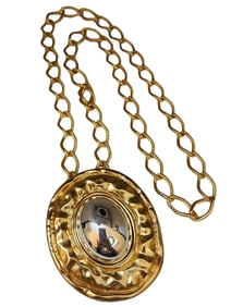 HUGE DIMENSIONAL 2 TONE HAMMERED STATEMENT NECKLACE