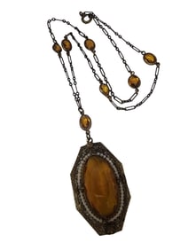 VINTAGE UNSIGNED CZECH GLASS PENDANT NECKLACE