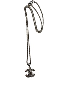 VINTAGE DOUBLE C RHINESTONE CHARM PENDANT NECKLACE