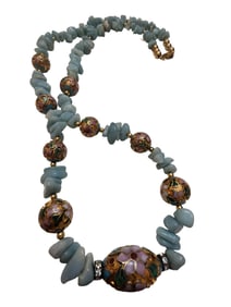 BEAUTIFUL STONES AND CLOISONNE CHINESE EXPORT NECKLACE