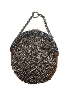 BEAUTIFUL VICTORIAN CUT STEEL AND EMBOSSED METAL CHATELAINE CHANGE PURSE