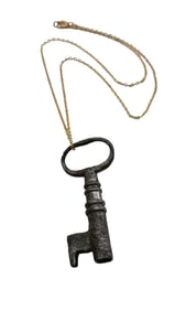 ANTIQUE LATE 1800S KEY ON CHAIN NECKLACE