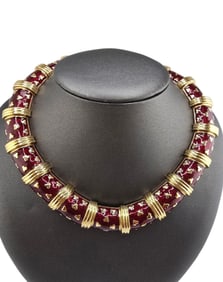HEAVY SIGNED JUDITH LIEBER ENAMELED HINGED COLLAR NECKLACE