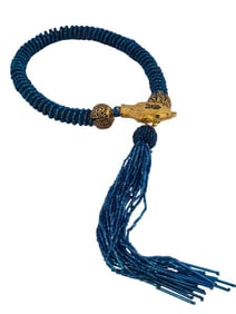 FABULOUS JULIE RUBANO COIL AND GLASS BEADED SNAKE COLLAR NECKLACE WITH TASSEL