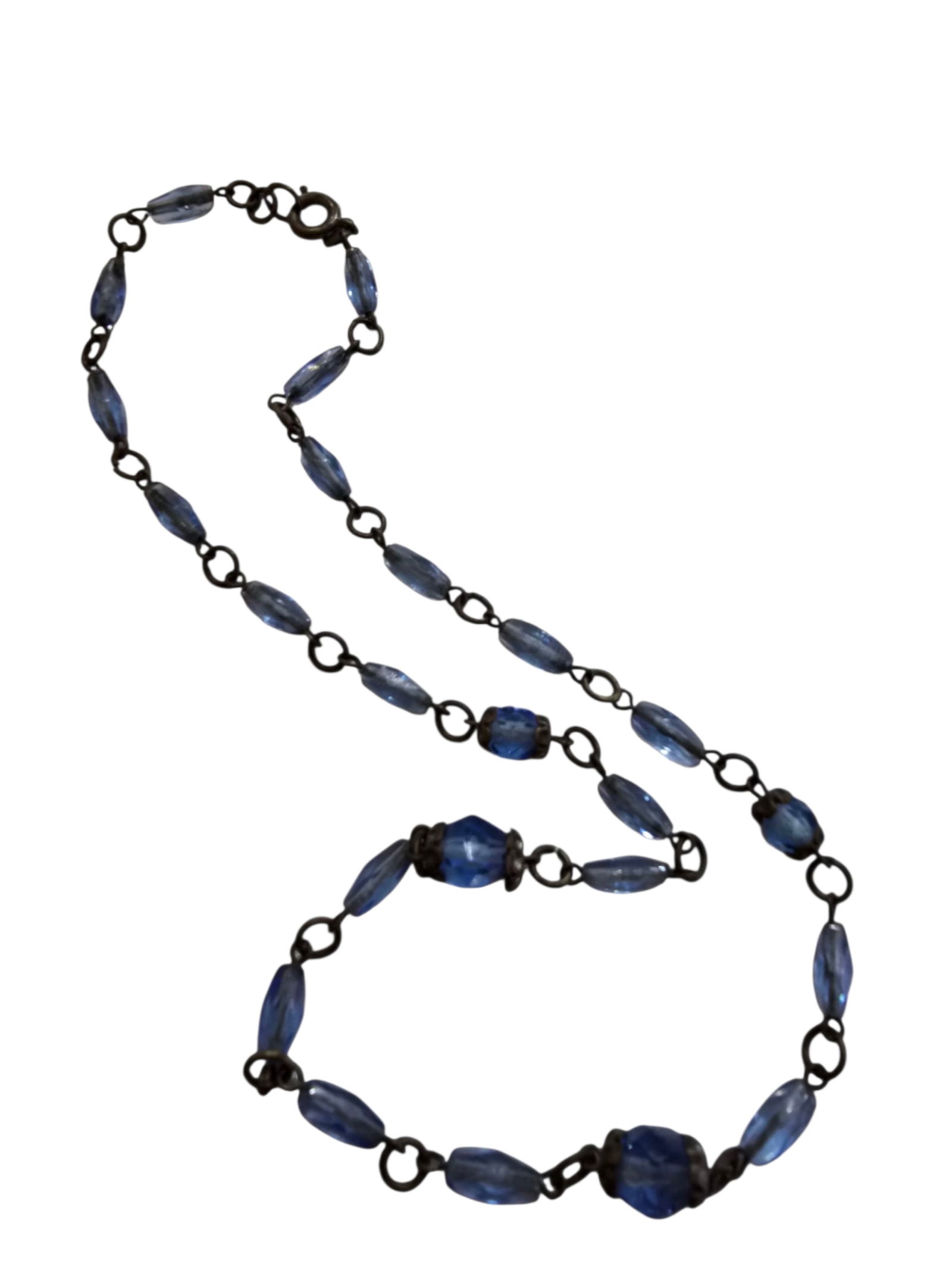 ANTIQUE DAINTY CZECH FACETED CRYSTAL NECKLACE: ANTIQUE DAINTY CZECH FACETED CRYSTAL NECKLACE. ALMOST 16". WE PROVIDE FREE IN-HOUSE SHIPPING WITHIN THE U.S