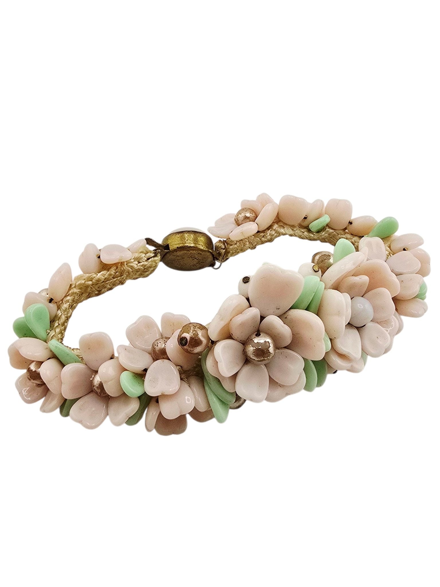 ALL GLASS MADE IN GERMANY FLORAL CORD BRACELET (1 of 5)