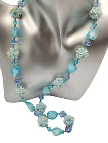 VINTAGE ART GLASS CRYSTAL & RESIN FLOWER FRUIT SALAD NECKLACE