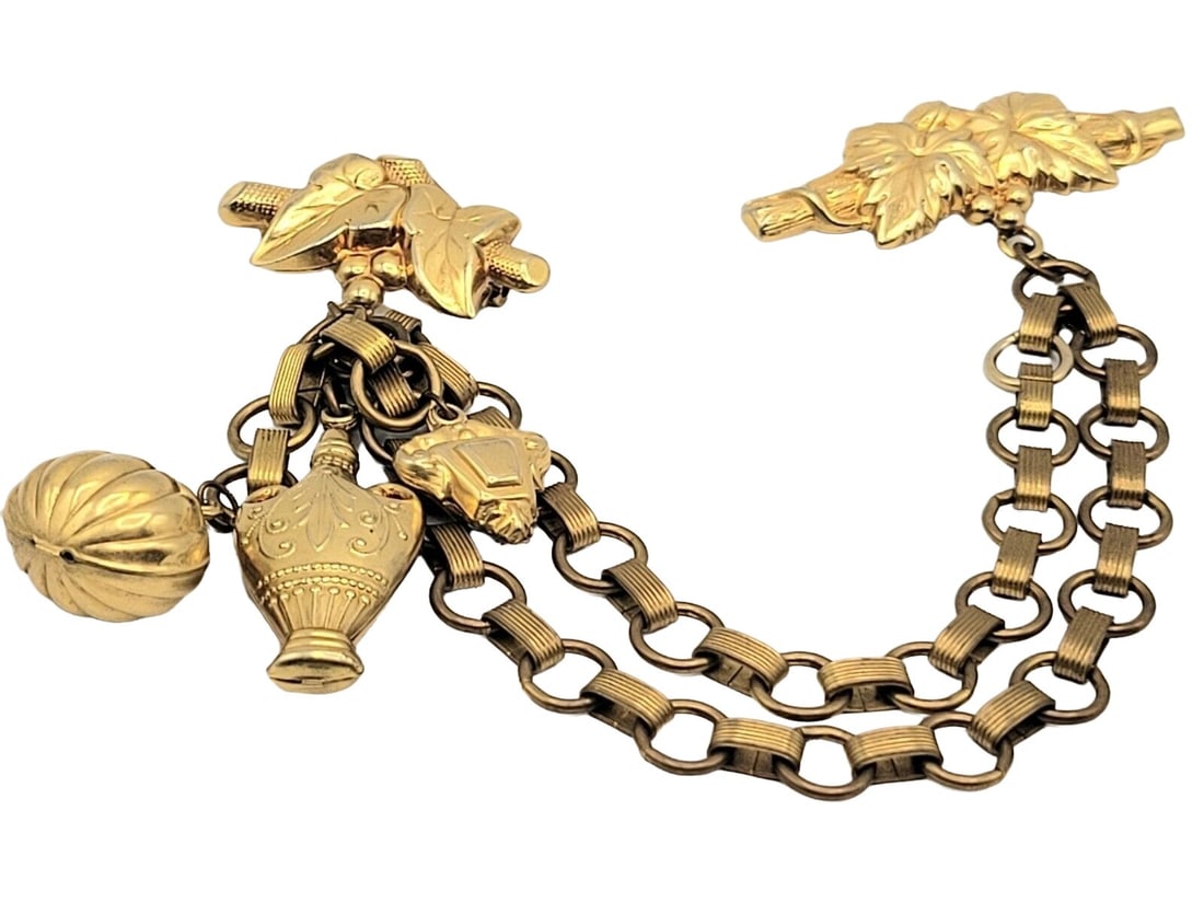 VICTORIAN GOLD-FILLED CHATELAINE BROOCH (1 of 6)