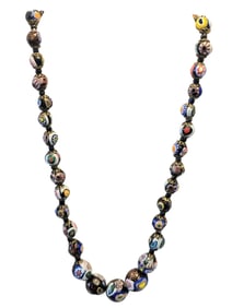 VINTAGE ASSORTED MILLEFIORI GLASS BEADED NECKLACE