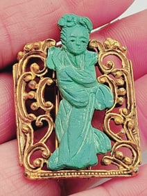 SIGNED RARE RICE WEINER ASIAN FIGURAL FUR CLIP