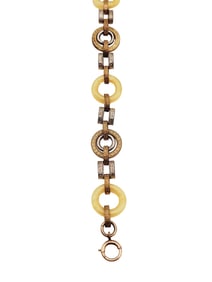 ART DECO GLASS & ETCHED METAL BRACELET