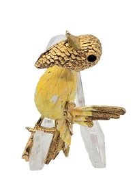 VINTAGE TREMBLING ENAMEL BIRD BROOCH