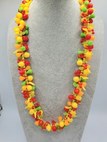 HUGE FULL VINTAGE PLASTIC FRUIT SALAD NECKLACE