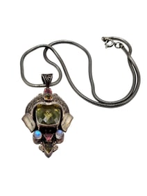 925 STERLING SILVER SAJEN STYLE NECKLACE W/ IOLITE AMETHYST & TOURMALINE STONE