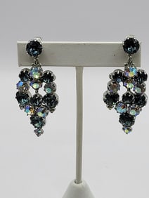 VINTAGE PRONG SET RHINESTONE DANGLE EARRINGS - POSSIBLY AUSTRIAN