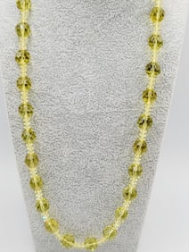 ART DECO JONQUIL YELLOW FACETED CRYSTAL NECKLACE