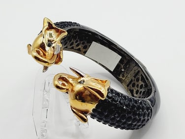SIGNED JOANN BOYCE ELEPHANT BRACELET FIGURAL RHINESTONE