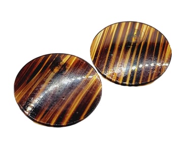 VINTAGE LUCITE STRIPED CLIP EARRINGS