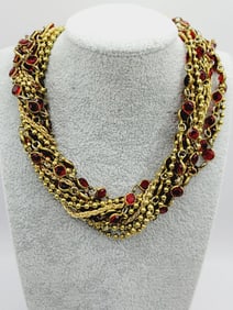 SIGNED SUGAR NY NOS FAUX CRYSTAL MULTISTRAND NECKLACE