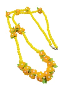 VINTAGE PLASTIC FLOWER FRUIT SALAD NECKLACE