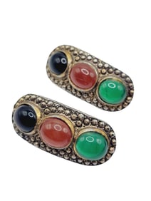 VINTAGE TIBETAN STYLE 80'S GLASS EARRINGS