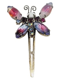 VINTAGE GIVRE GLASS & RHINESTONE BUTTERFLY HAIR CLIP