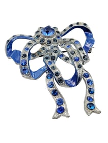 VINTAGE ART DECO ENAMEL POT METAL BOW BROOCH