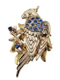 VINTAGE 40'S DIMENSIONAL RHINESTONE BIRD FIGURAL BROOCH