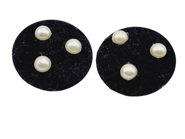 80'S VELVETEEN FAUX PEARL CLIP EARRINGS