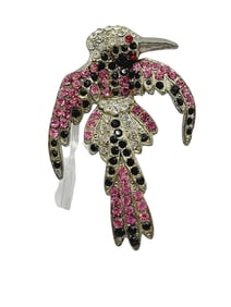 ART DECO PASTE STONE POT METAL BIRD FIGURAL BROOCH