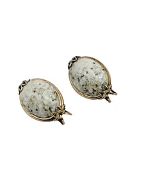 SPLATTER CONFETTI GLASS CLIP EARRINGS IN GOLD FILLED BEZEL