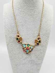VINTAGE RHINESTONE COLORFUL NECKLACE