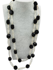 VINTAGE ART DECO ROCK CRYSTAL HAND KNOTTED NECKLACE