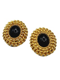 VINTAGE 80'S CHAIN W/ ACRYLIC CABOCHONS EARRINGS