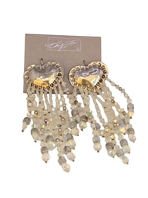 VINTAGE NOS CHIPITA BEADED HEART PIERCED EARRINGS