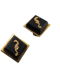 ANTIQUE UNSIGNED JEAN PAINLEVE FRENCH GALITH SEAHORSE EARRINGS