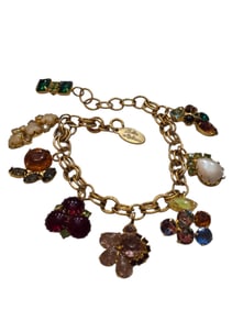 VINTAGE NOS JULIE RUBANO MULTI RHINESTONE CHARM BRACELET OR ANKLET